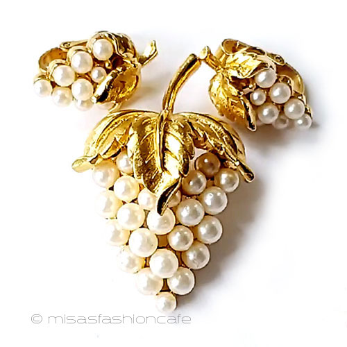 楽天市場】Trifari トリファリ ブローチ＆イヤリングセット パール 金