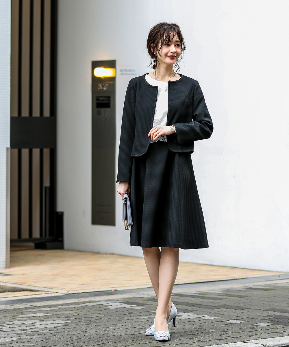 楽天市場】セレモニースーツ レディース 2点セット ノーカラー レース