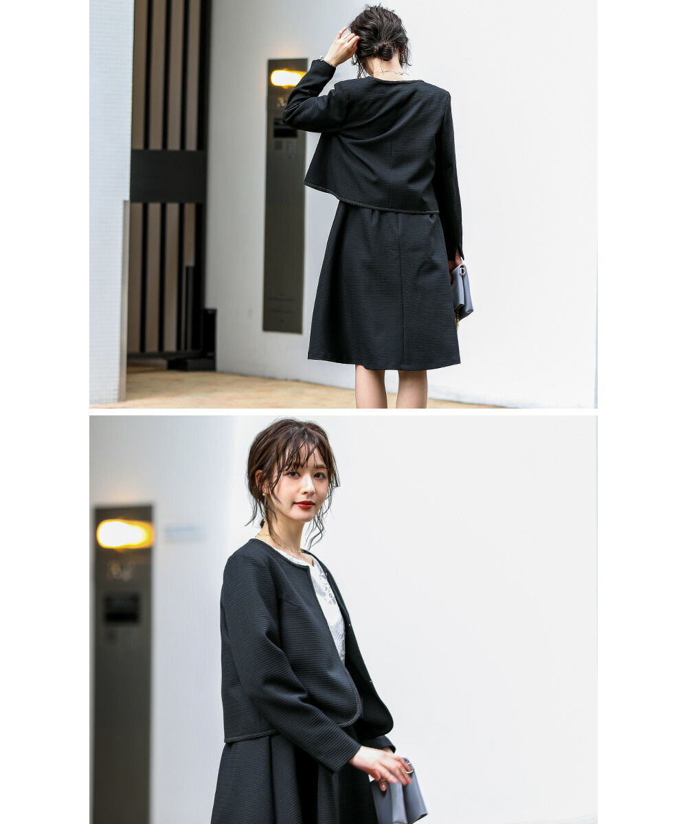 楽天市場】セレモニースーツ レディース 2点セット ノーカラー レース