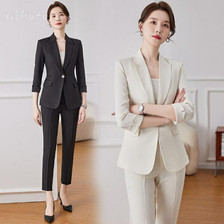 楽天市場】レディーススーツ パンツスーツ 春夏秋 フォーマル 上下