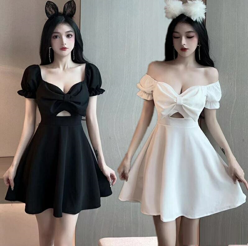 楽天市場】胸元 セクシー ミニ ワンピース シンプル フレア 胸開き