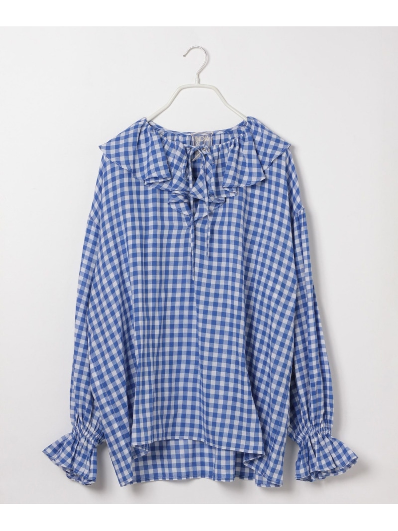 楽天市場】[INDIA IS BEAUTIFUL]ギンガムフリルブラウス niko and