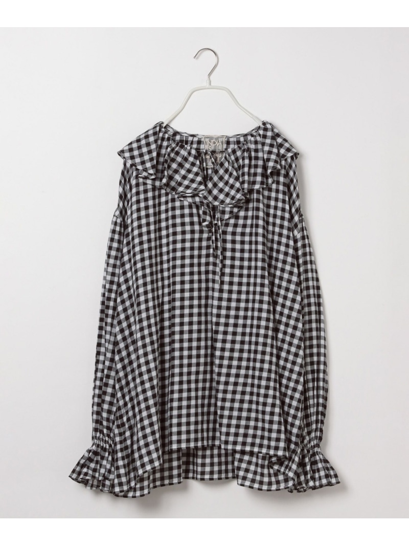 楽天市場】[INDIA IS BEAUTIFUL]ギンガムフリルブラウス niko and