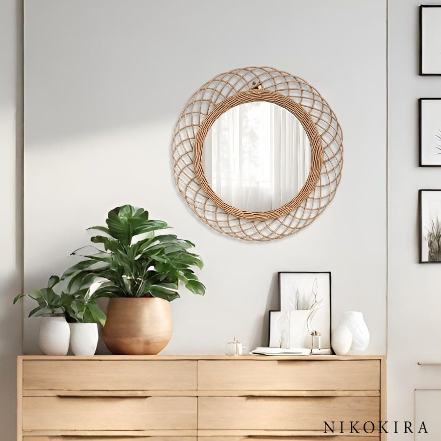 楽天市場】【15%OFFクーポン4日20時〜】 鏡 壁掛け ラタン 鏡 ラタン