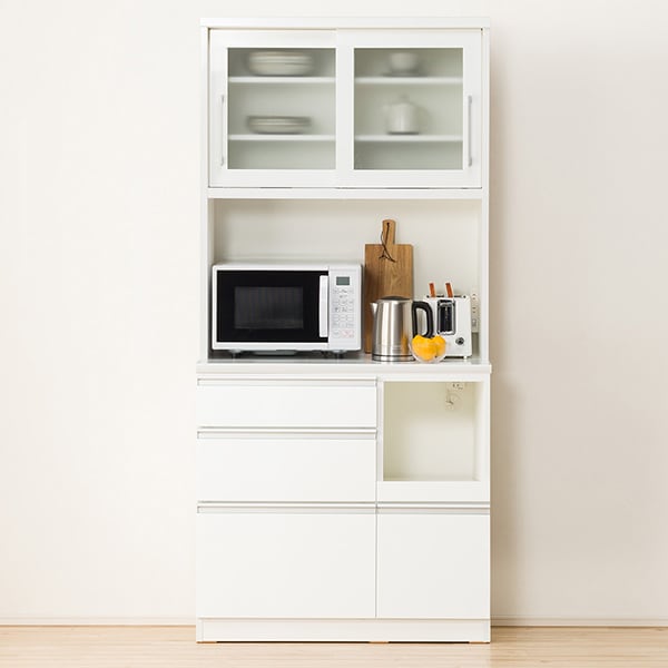 楽天市場】[幅90cm] キッチンボード (レジューム 90TG-S WH/90QL-R WH