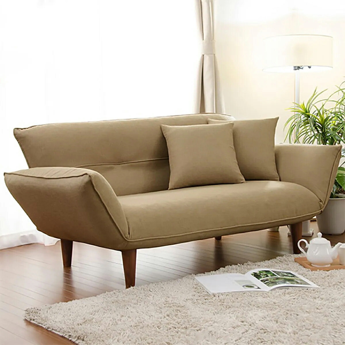 楽天市場】2人掛け カウチソファ クッション2個布 ニトリ メーカー直送