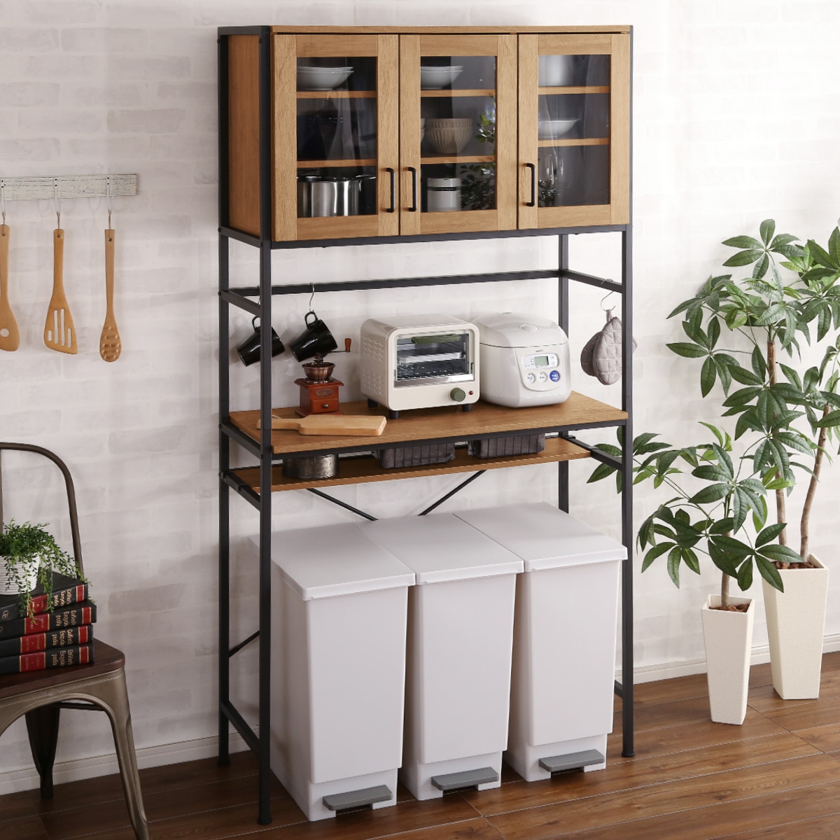 楽天市場】ヴィンテージテイストのごみ箱上ラック ワイド ニトリ