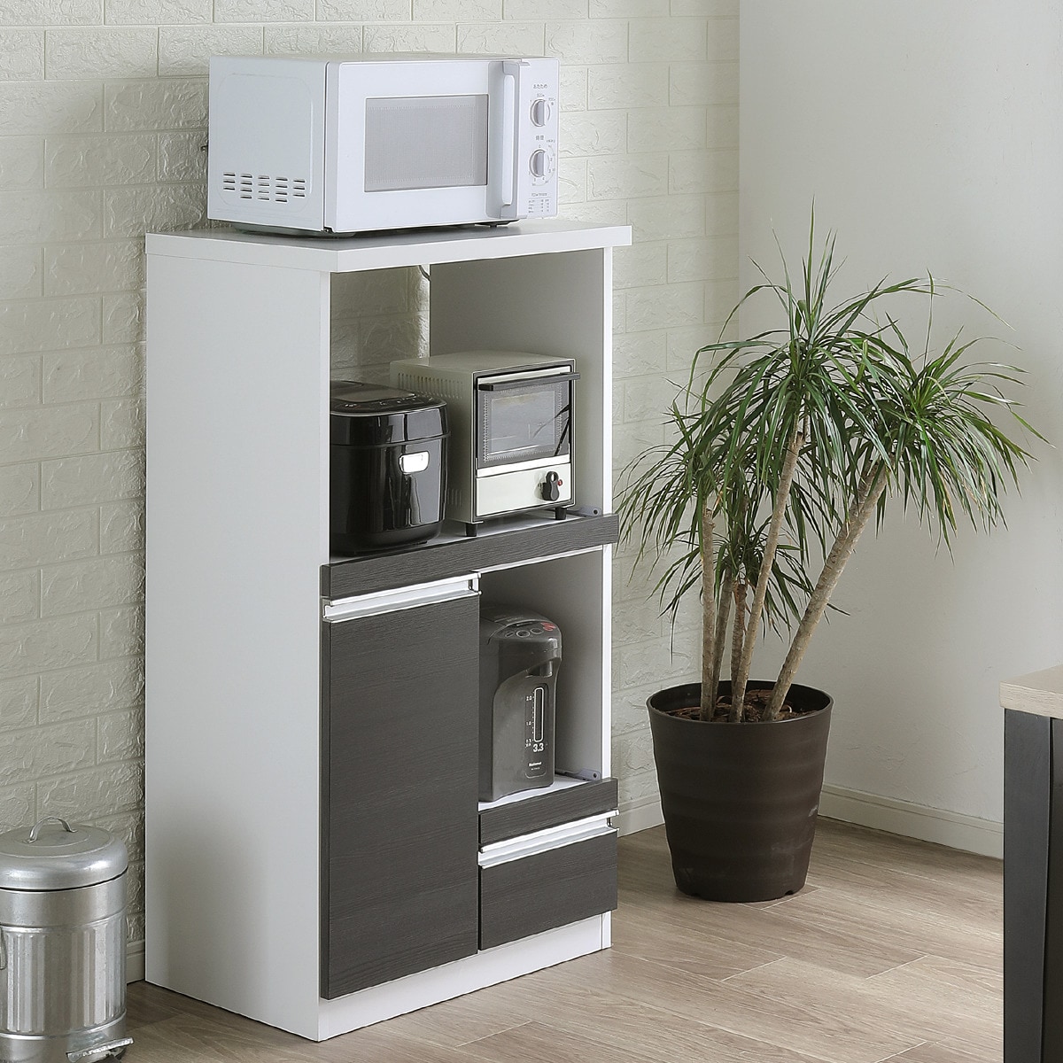 楽天市場】家電＆収納たっぷりレンジボード (扉タイプ 幅57.5cm DBR