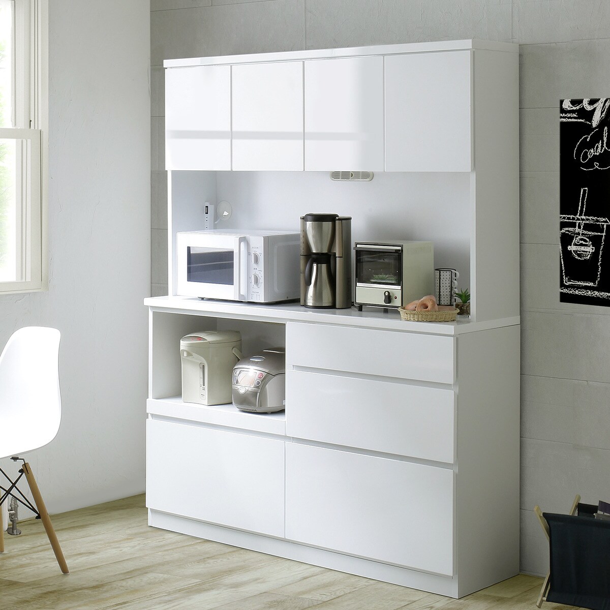 楽天市場】鏡面仕様のキッチンボード (幅140cm WH) ニトリ 【配送員