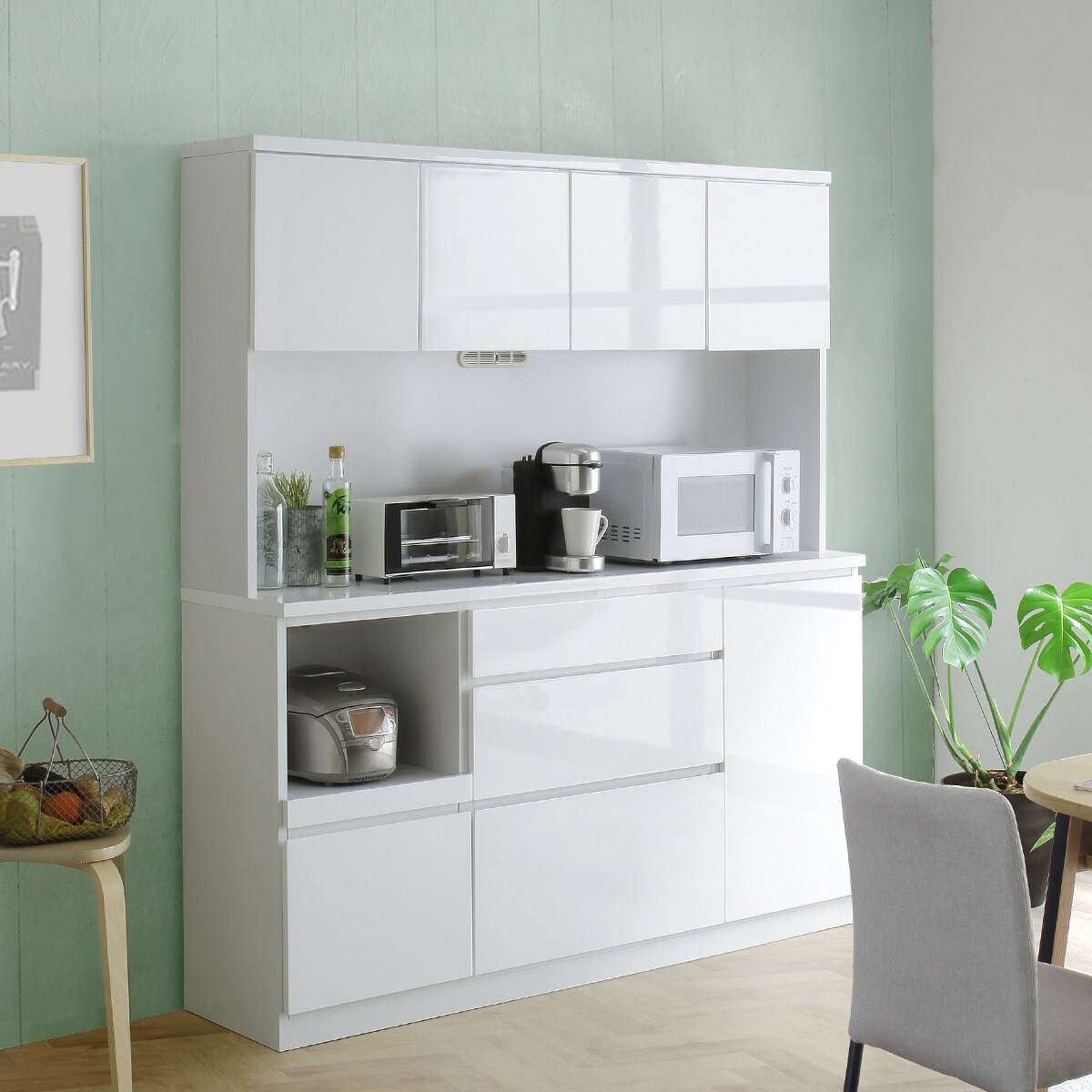 楽天市場】鏡面仕様のキッチンボード (幅159.5cm WH) ニトリ 【配送員