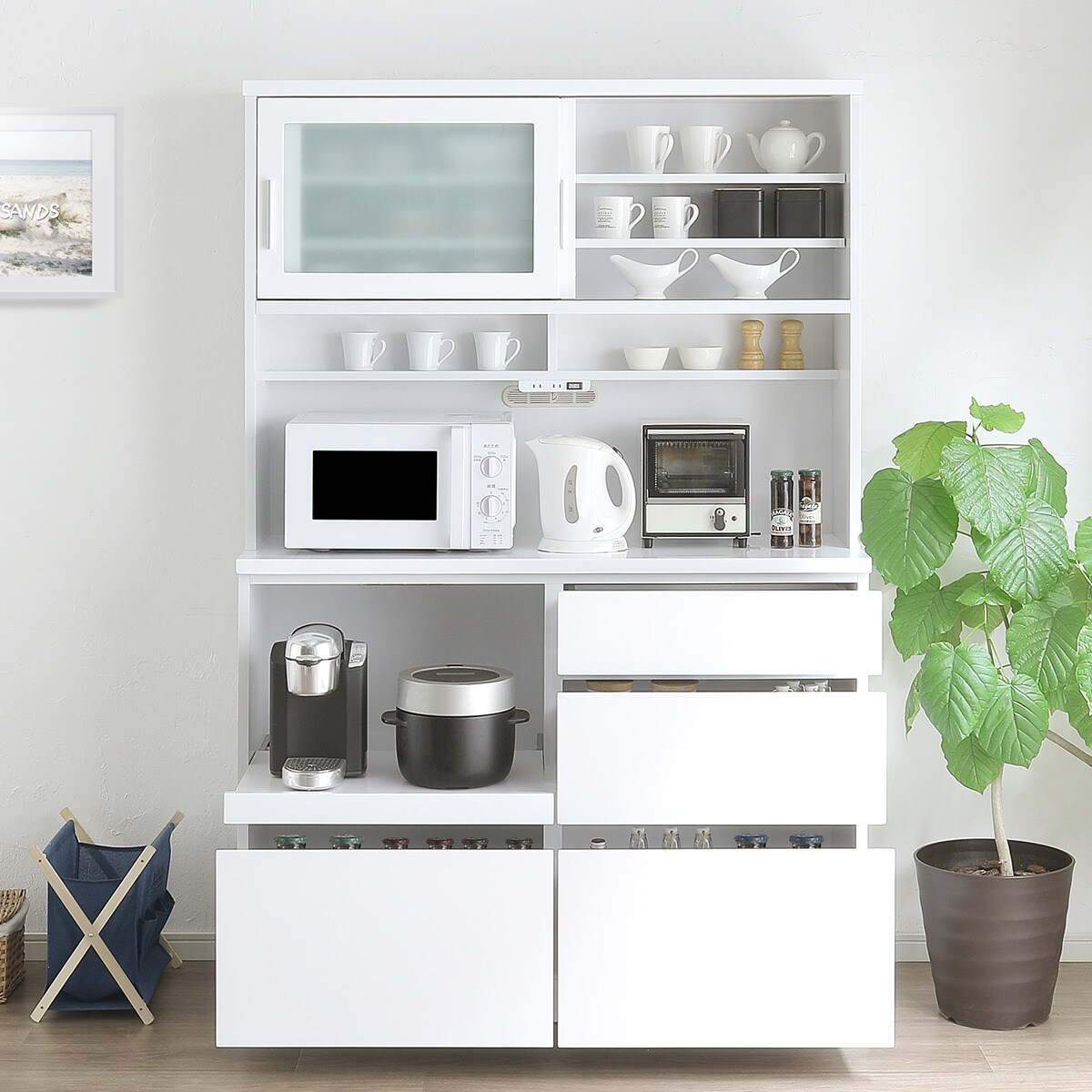 楽天市場】鏡面仕様のキッチンボード 引戸タイプ（幅120cm WH） ニトリ