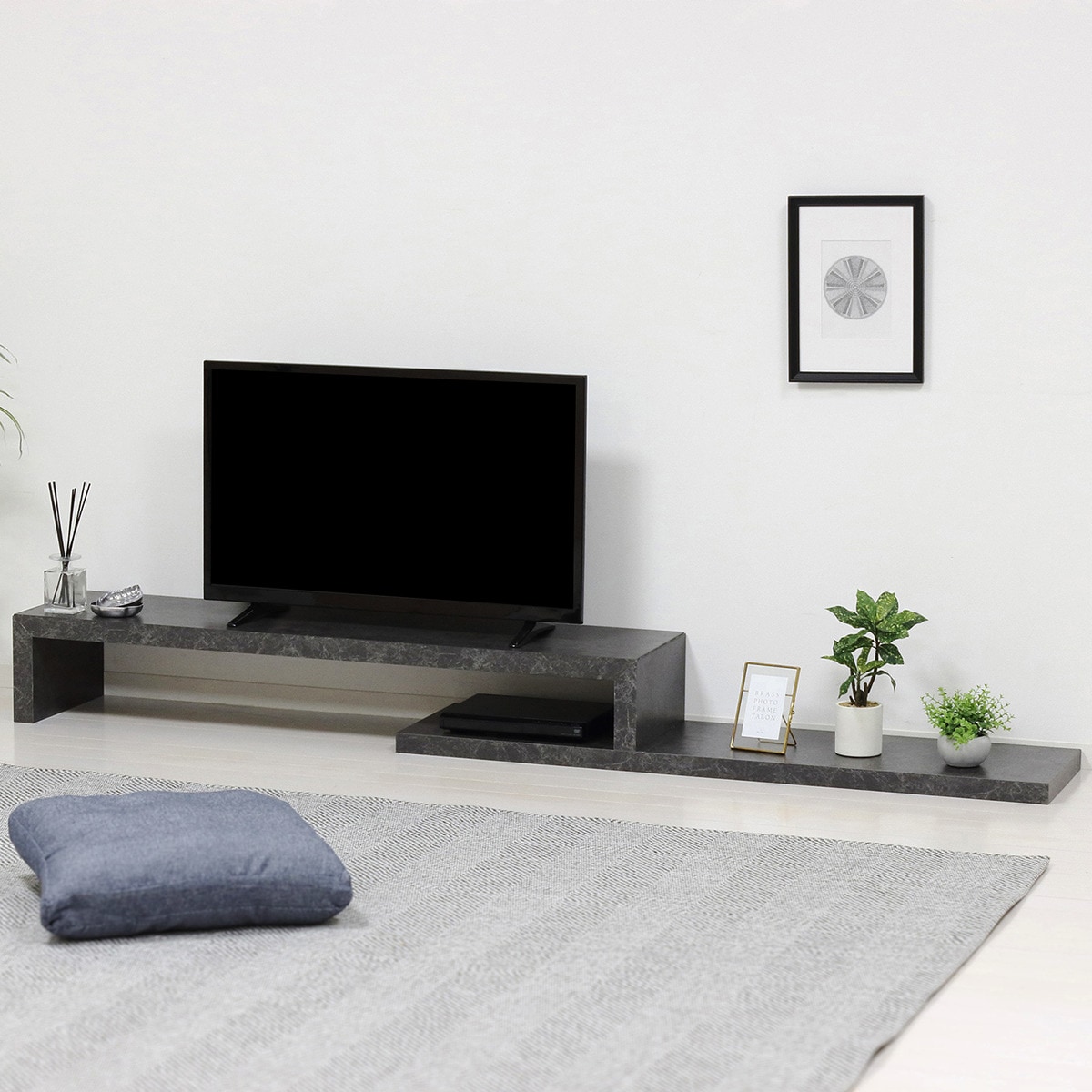 楽天市場】組立簡単 伸縮ローボード （幅120〜230cm GY） ニトリ