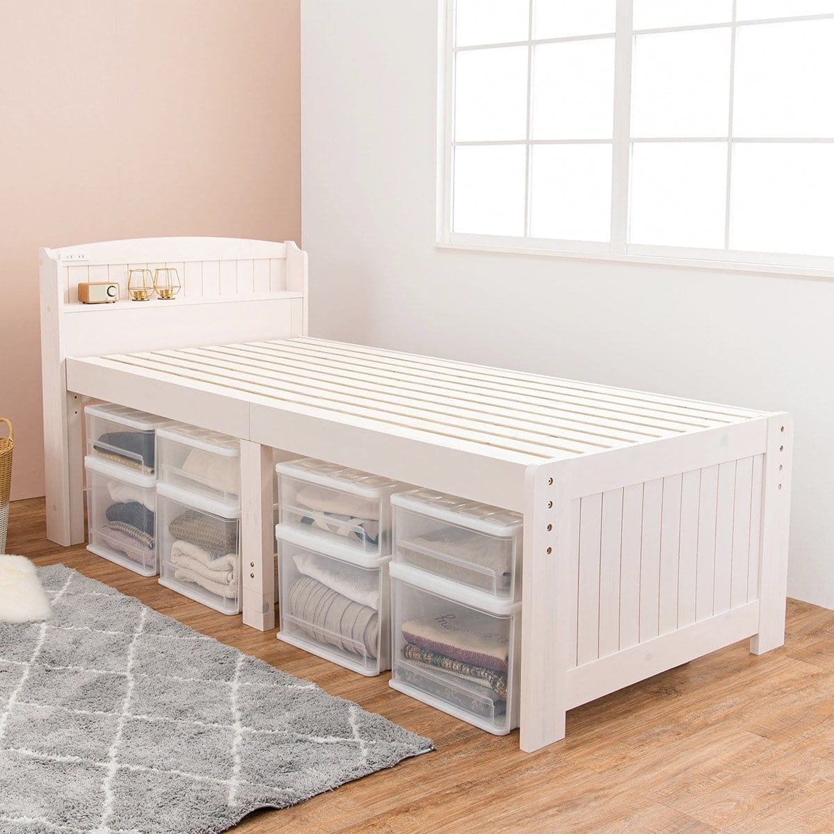 楽天市場】宮付き天然木すのこベッド （ハイタイプ） ニトリ メーカー