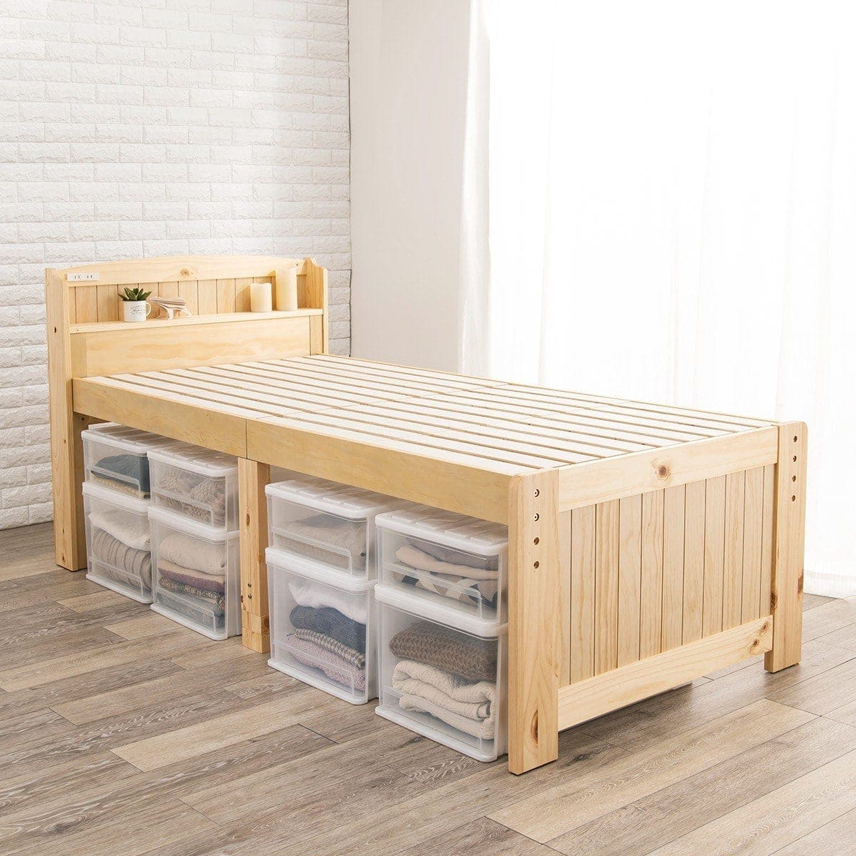 楽天市場】宮付き天然木すのこベッド （ハイタイプ） ニトリ メーカー