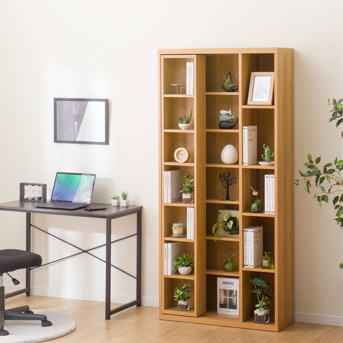 値下げ！11月5日まで！木製 ガラス扉 スライド本棚 ニトリ ニトリ