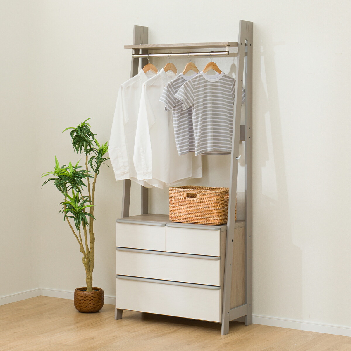 楽天市場】収納付きハンガーラック(ニーズ3 84 OP-3段) ニトリ 【配送