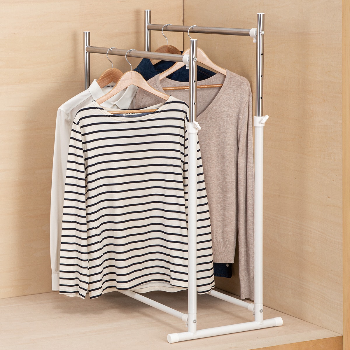 楽天市場】[幅123.5cm] 縦横伸縮ハンガーラックシングル (ヴェルサ2