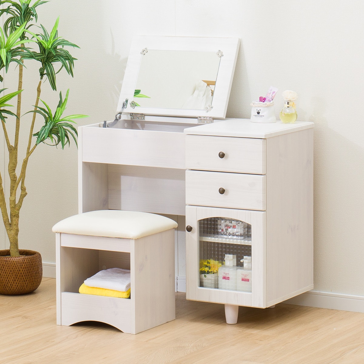 楽天市場】[幅80cm]デスクドレッサー (フローリオ7080D WH) ニトリ