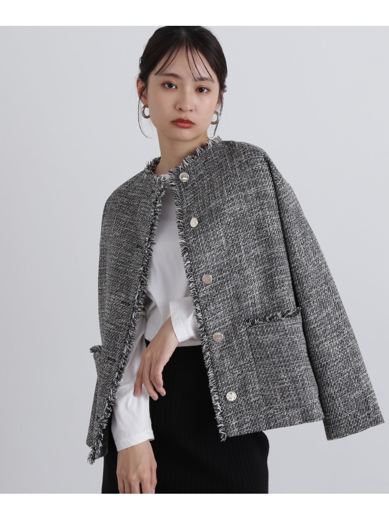楽天市場】【SALE／50%OFF】ノーカラーツイードブルゾン N. Natural