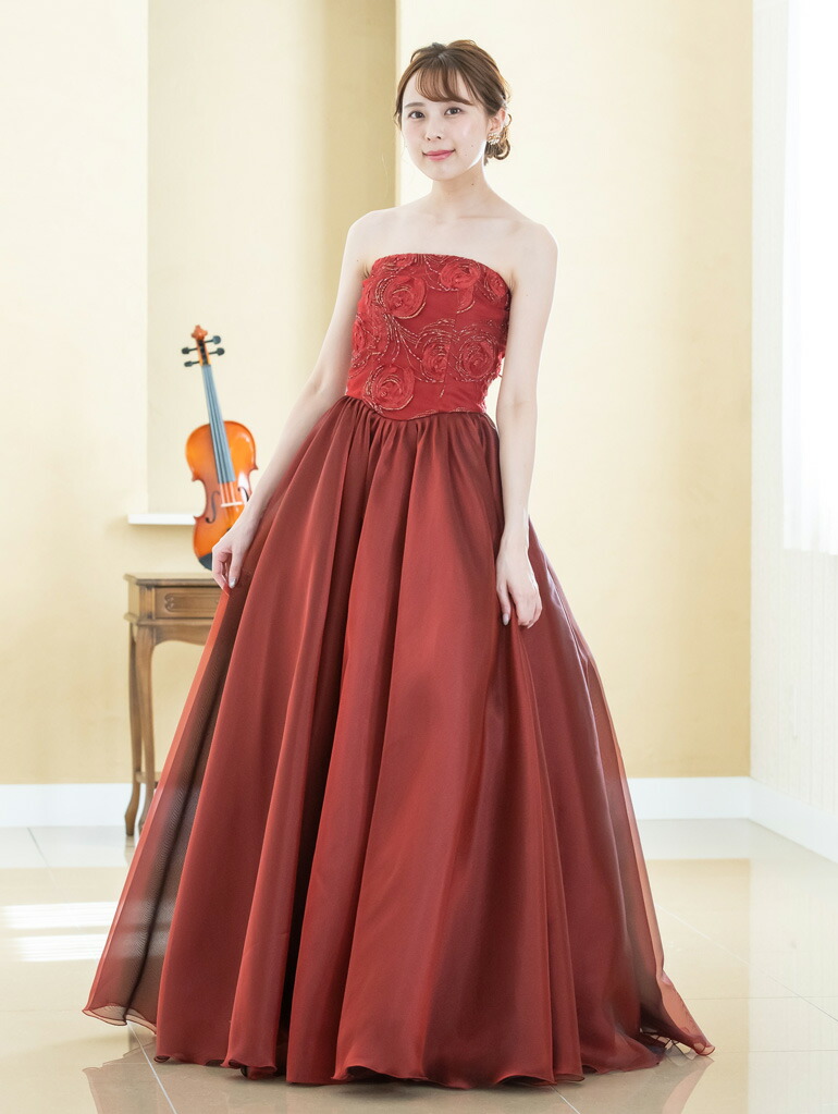 楽天市場】演奏会 ドレス 刺繍 レース ストラップレス ロングドレス