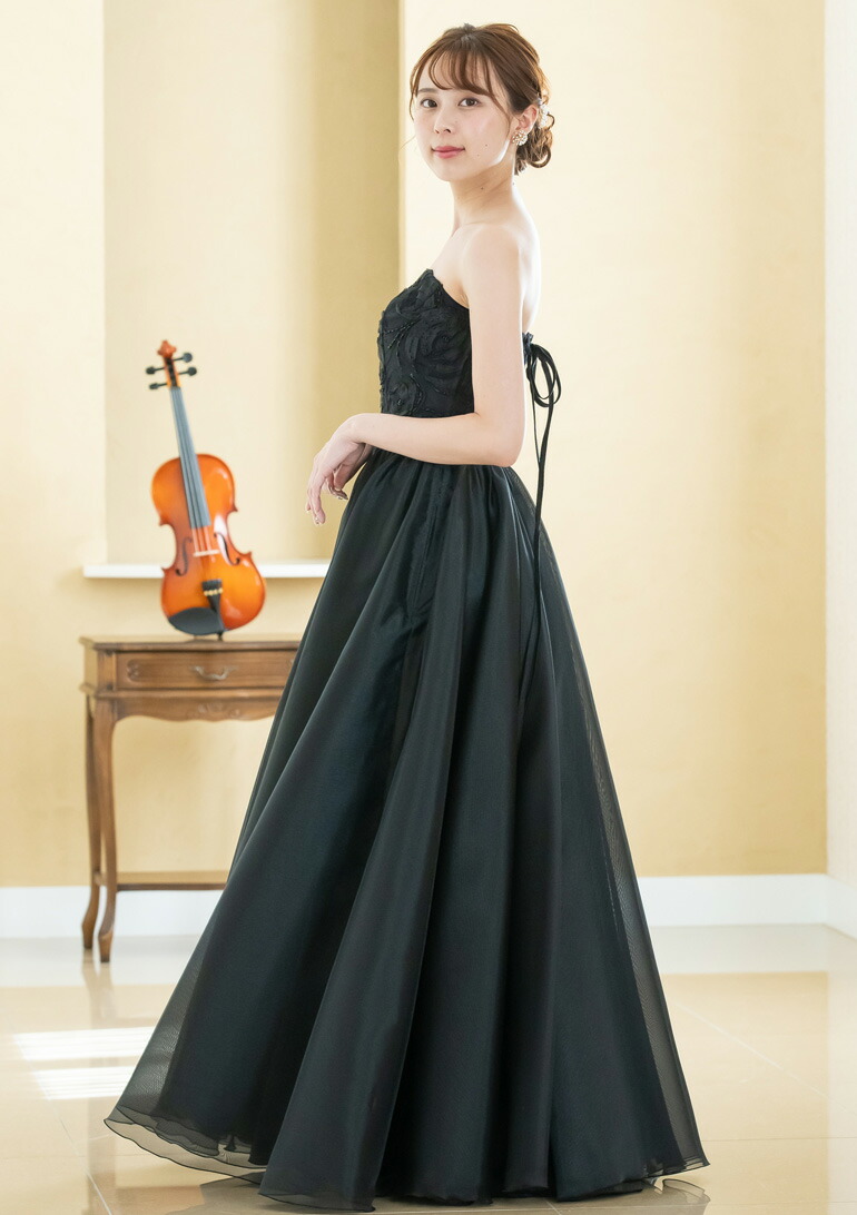 楽天市場】演奏会 ドレス 刺繍 レース ストラップレス ロングドレス