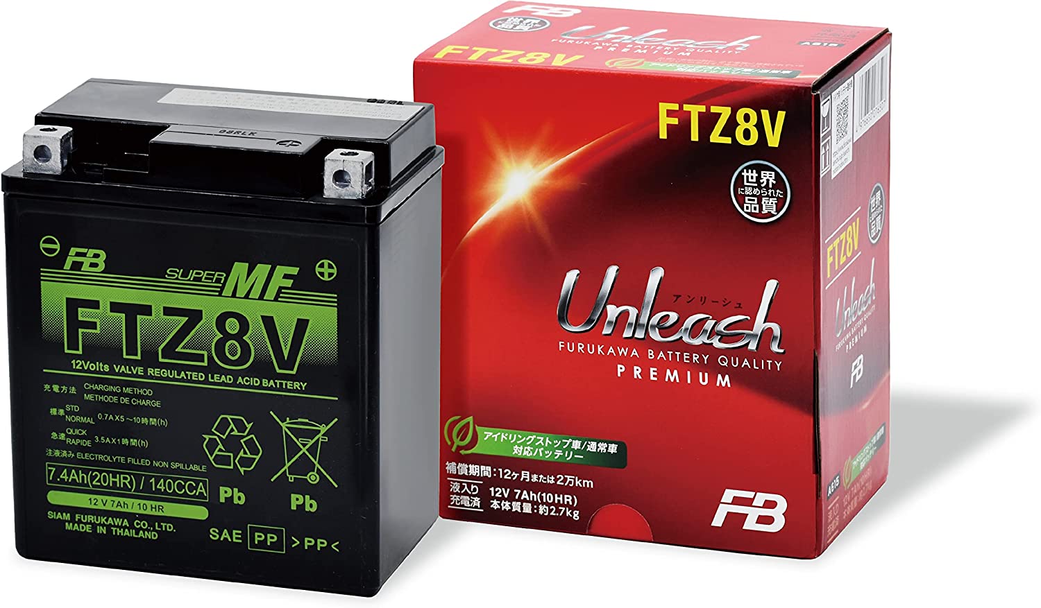楽天市場】FTZ8V 古河電池 2輪用バッテリー Unleashシリーズ 液入り