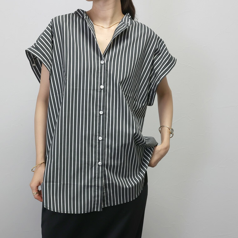 楽天市場】期間限定セール☆バンドカラー2WAYスリーブストライプシャツ