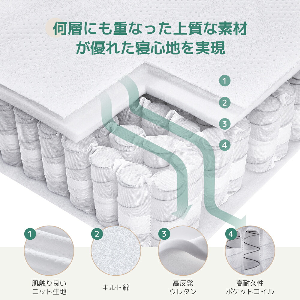 楽天市場】Novilla 高密度ポケットコイルマットレス シングル