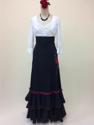 楽天市場】フラメンコ衣装 ハイウエスト スカート ファルダ 刺繍 バラ