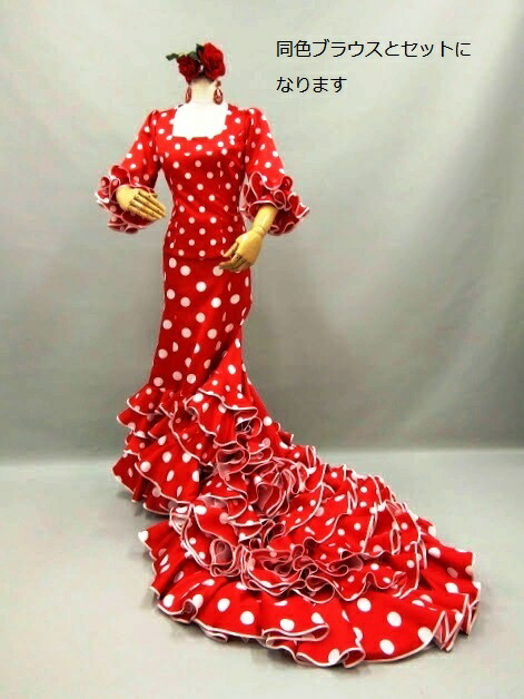 楽天市場】フラメンコ衣装 ブラウス 赤に白水玉 1点もの水玉ブラウス
