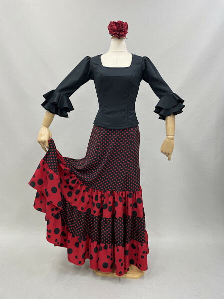楽天市場】フラメンコ衣装スカート ファルダ黒赤水玉 白黒水玉