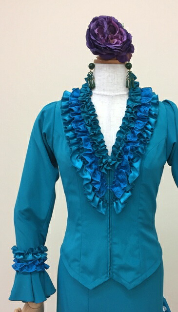 楽天市場】フラメンコ衣装 ブラウス ターコイズブラウス全18色