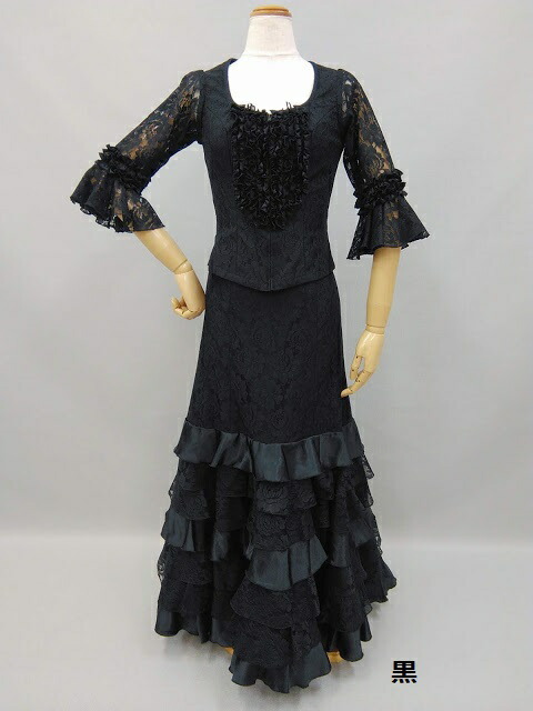 楽天市場】フラメンコ衣装 ツーピース 全9色 無地レース ブラウス