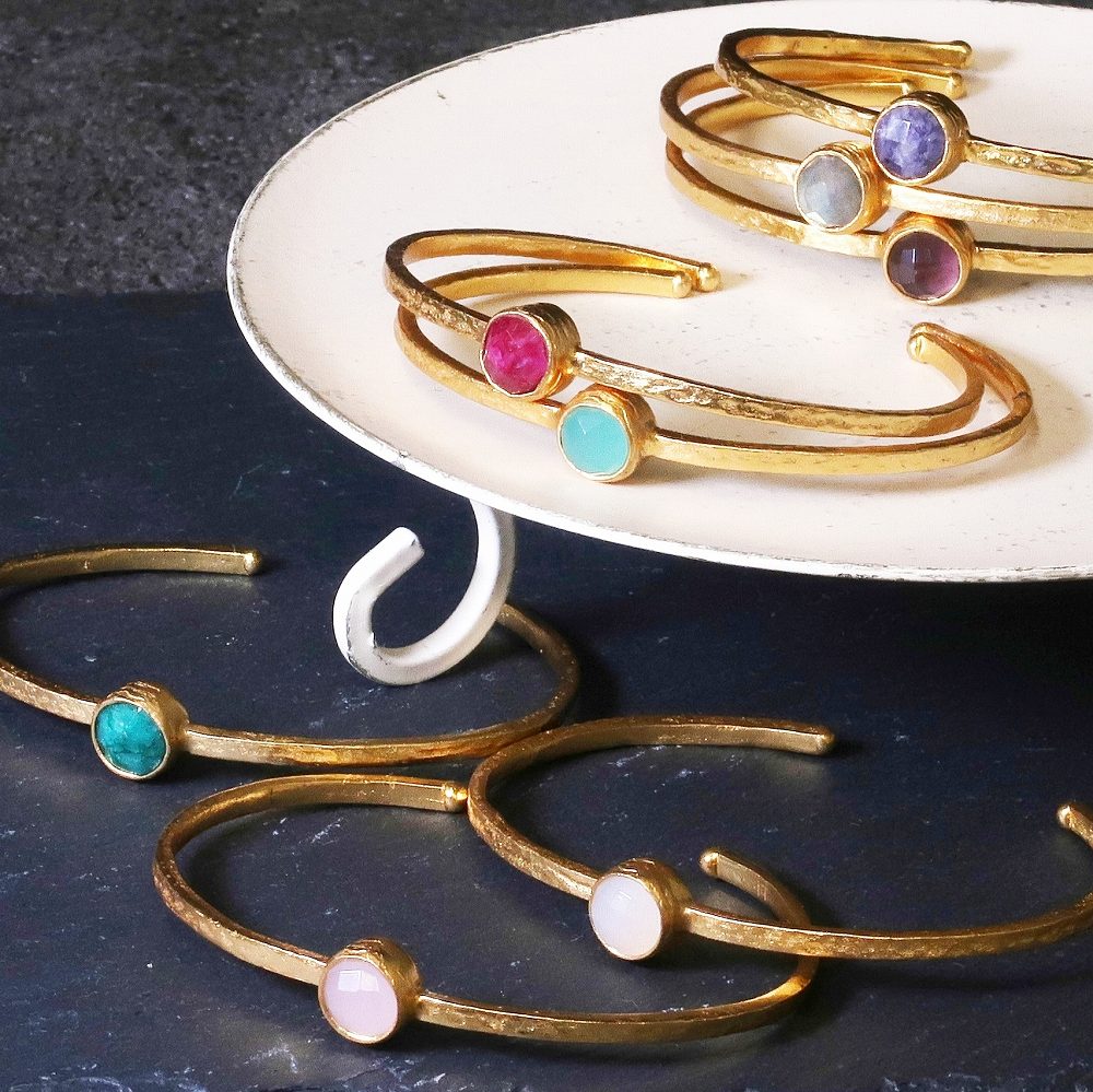 楽天市場】天然石 バングル ブレスレット レディース バングル 22金