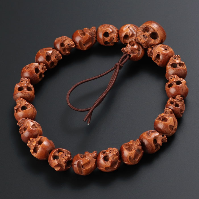 楽天市場】数珠ブレスレット 髑髏彫り 柘植 ボサ付 高級桐箱【スカル
