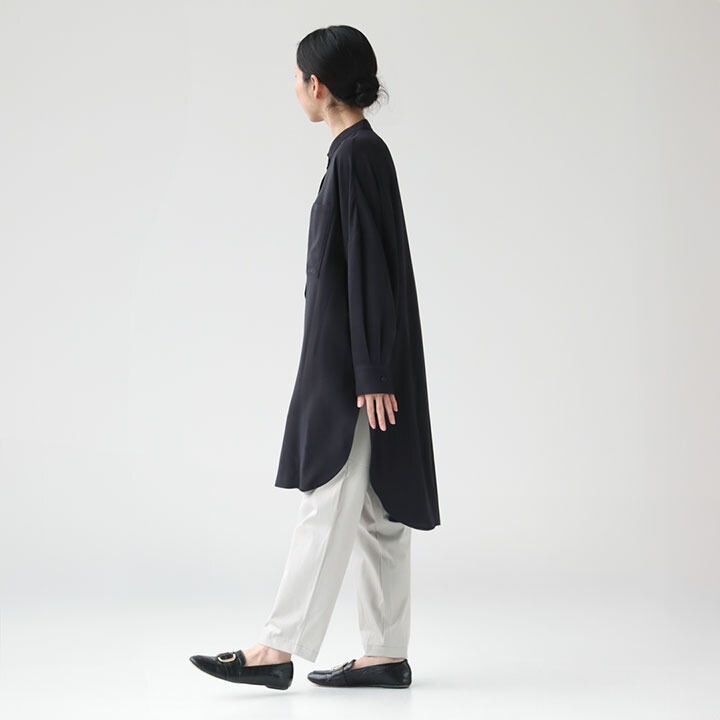 楽天市場】mizuiro ind(ミズイロインド) バンドカラーロングシャツ(1