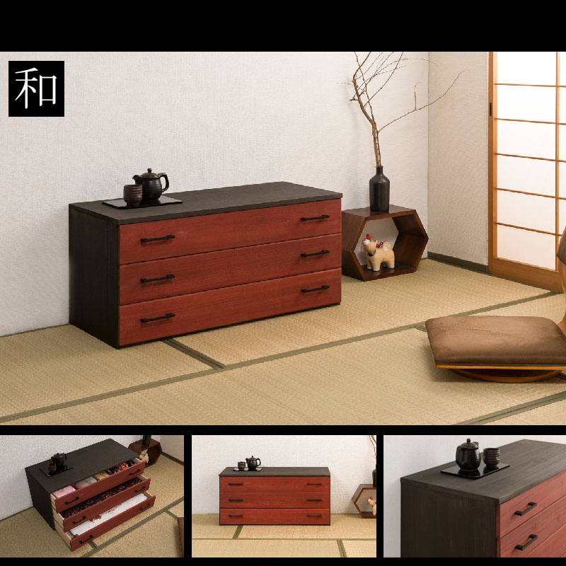 楽天市場】【IDENTITY】朱雀 3段 幅98 朱 民芸 李朝家具 和ダンス 和