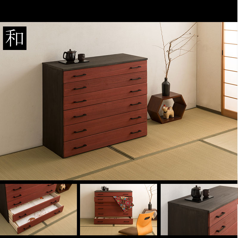 楽天市場】【IDENTITY】朱雀 6段 幅98 朱 民芸 李朝家具 和ダンス 和