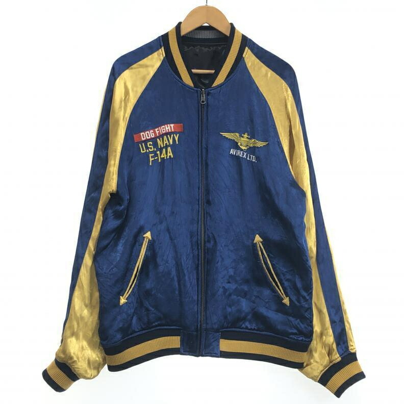 AVIREX】リバーシブル 総刺繍 シルク素材 スカジャン sizeM Avirex