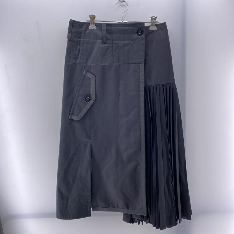 美品 サカイ Sacai 白 チェック柄 プリーツ キュロットスカート