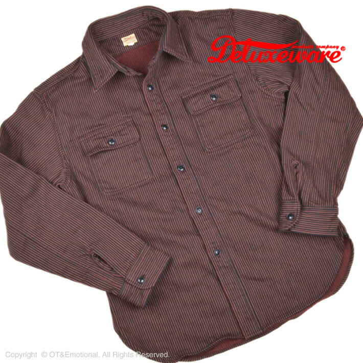 楽天市場】デラックスウエア（DELUXEWARE) ヒッコリーヘビーネルシャツ