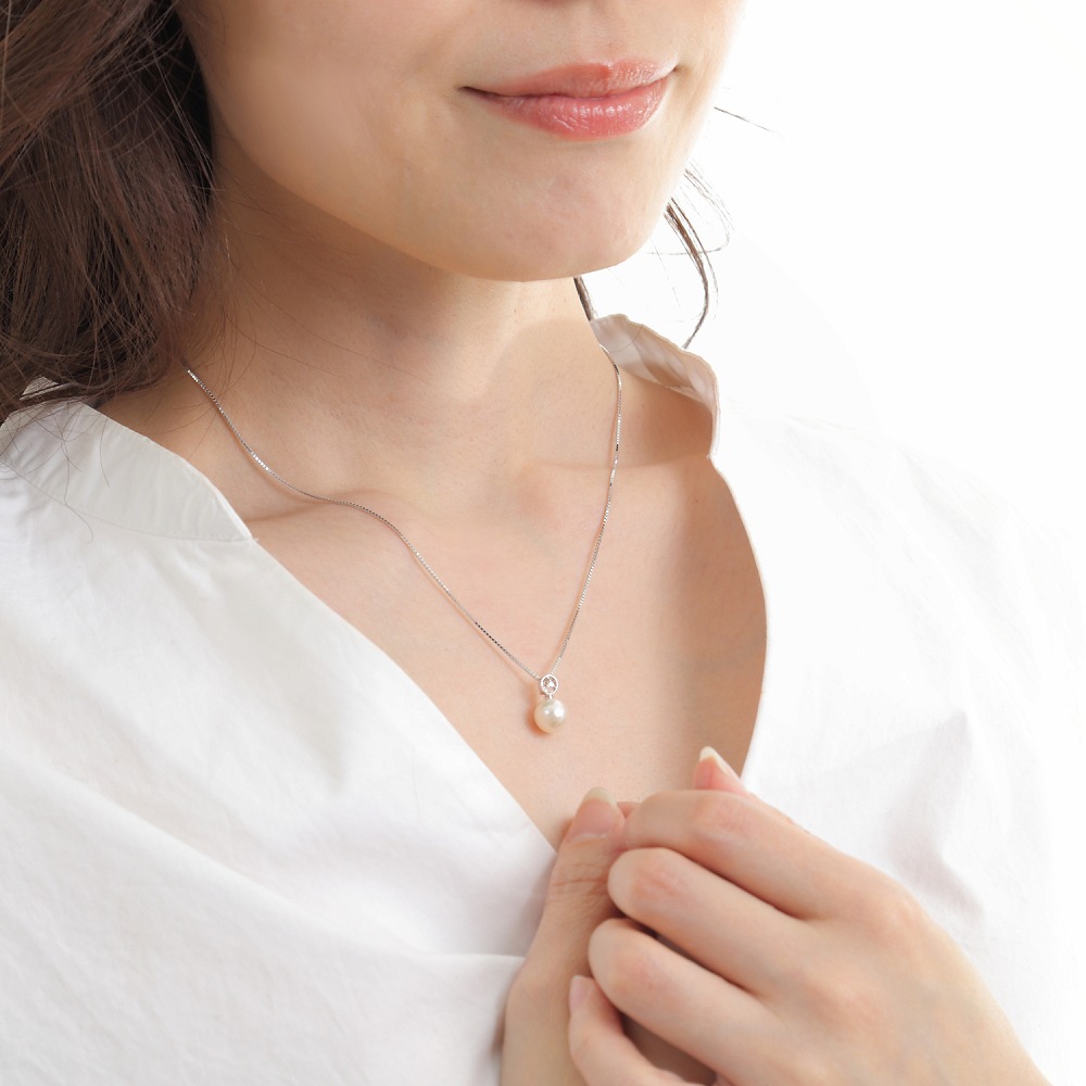 楽天市場】ネックレス パール あこや 真珠 8mm ダイヤモンド 0.02ct