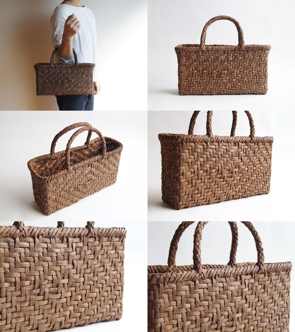 楽天市場】純国産 山葡萄かごバッグ 枡網代編み 横長 定番型 : おまめ