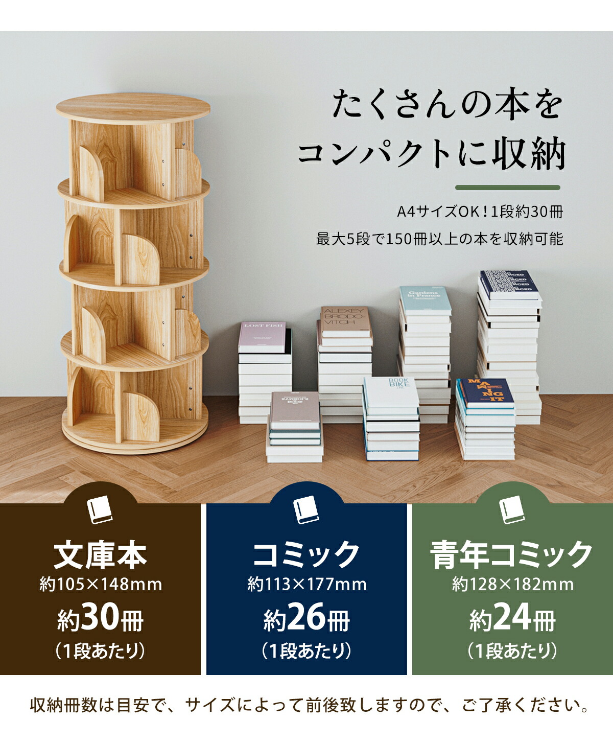 楽天市場】【クーポンで20％OFF】本棚 回転式 書棚 360度回転 スリム