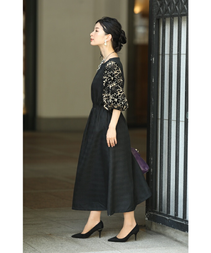 楽天市場】（ブラック）（S~M/L~2L）対応花袖レースのブラックタック