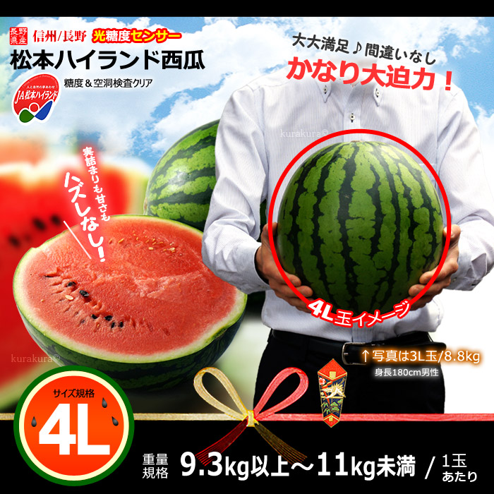 楽天市場】松本ハイランド すいか 秀品 (4L×1玉) 長野産 A品 秀品 9.3