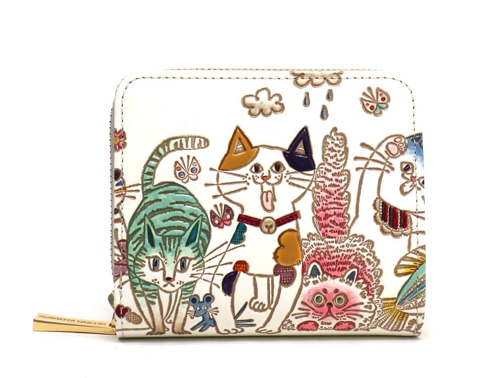 楽天市場】【可愛い皮革伝統工芸 文庫屋「大関」】ネコ集合 二つ折り