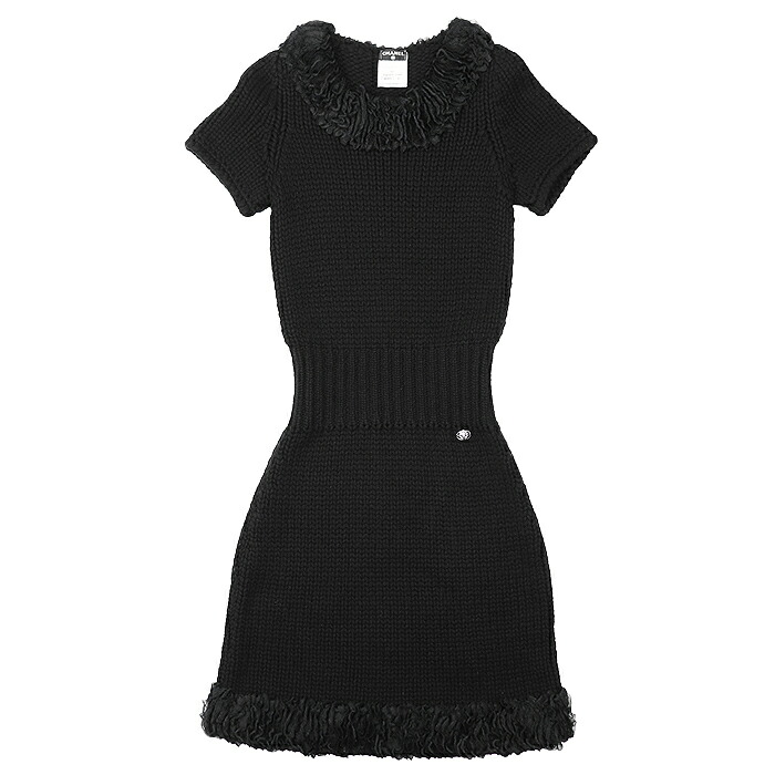 CHANEL ニットワンピース ウエストギャザー ココマークチャーム 40