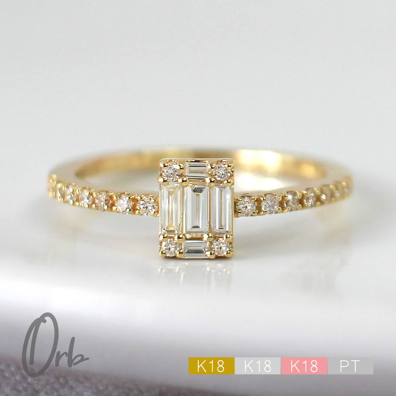 楽天市場】k18 PT バゲットカット ダイヤモンド リング 0.25ct