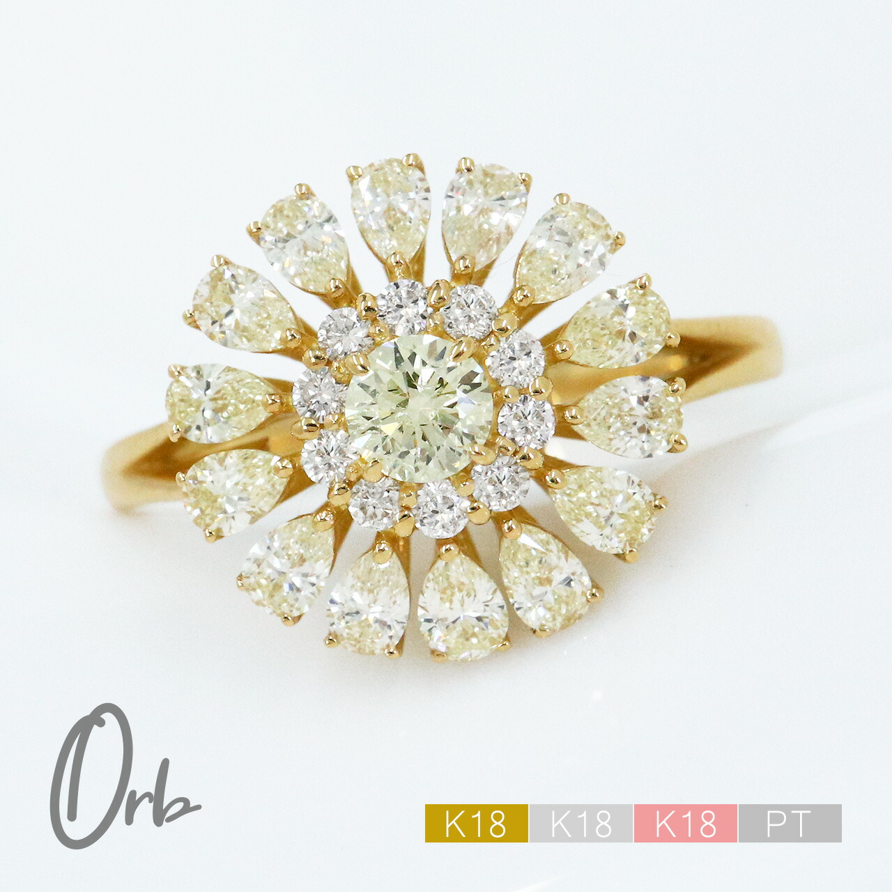 楽天市場】ダイヤモンド リング 1ct フラワーモチーフ ペアシェイプ